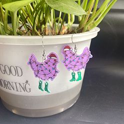 Средний Фиолетовый Акриловые серьги-подвески цыпочки, платина, средне фиолетовый, 51x35 мм