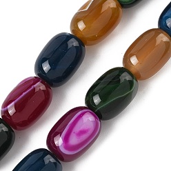 (52) Непрозрачная лаванда Нити бусин из натурального полосатого агата/полосатого агата (окрашенного и нагретого), колонка, разноцветные, 17~18x13 мм, отверстие : 1 мм, около 11 шт / нитка, 7.68'' (19.5 см)