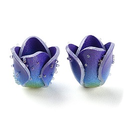 Темно-синий  Шифер 4-лепесток непрозрачной акриловые крышки шарика, роза, темный сланец синий, 13~15x10.5~14.5x12~14 мм, отверстие : 0.9 мм