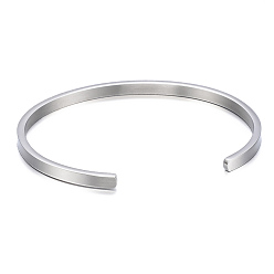 Stainless Steel Color 304 Stainless Steel Cuff Bangles, Minimalist Simple Open Bangles, Stainless Steel Color, Inner Diameter: 2-1/2x2 inch(6.1~6.5x5.1cm)