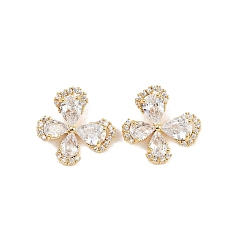 Настоящее золото 18K Латунные микро проложить кубического циркония подвески, бабочка, реальный 18 k позолоченный, 14.5x17x6 мм, отверстие : 5.5x2 мм