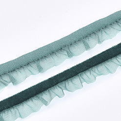 чирок Бархатная лента из органзы, зелено-синие, 5/8 дюйм (15 мм), около 20 ярдов / рулон (18.29 м / рулон)