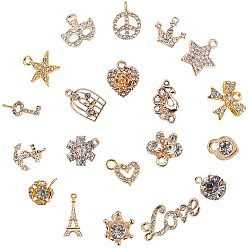 Золотой Кулон сплава Rhinestone, разнообразные, золотые, 5.4x5.3x2см, 20pcs / коробка