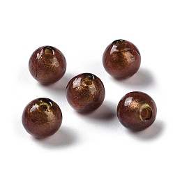 Темно-Красный Бусины в технике лэмпворк с золотым песком ручной работы, круглые, темно-красный, 8 мм, отверстие : 1.5 мм, около 60 шт / нитка, 17.32'' (44 см)