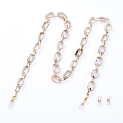 Льняное Полотно Цепочки для очков, шейный ремешок для очков, с цепочками из акрила и алюминия с имитацией драгоценных камней, застежки-клешни из сплава и резиновые концы петель, белье, 29.25 дюйм (74.3 см)