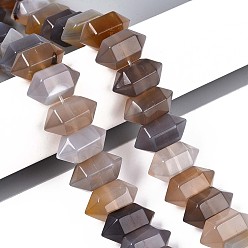 Серый агат Серые натуральные бусины из агата , пуля, граненые, 10x19~19.5x11~11.5 мм, отверстие : 1.2~1.4 мм, около 20 шт / нитка, 8.07~8.27'' (20.5~21 см)