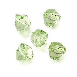 Зелено-Желтый Стекло имитация австрийских хрустальных бусин, многоугольник, граненые, зеленый желтый, 7x7.5x7.5 мм, отверстие : 1.2 мм