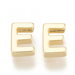 Letter E Brass Charms, Nickel Free, Real 18K Gold Plated, Letter.E, 8x6x2mm, Hole: 0.8mm