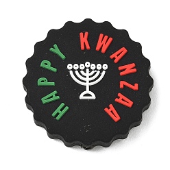 Черный Силиконовые бусины, фокусные бусы, барабан, чёрные, 25.5x7 мм, отверстие : 2 мм