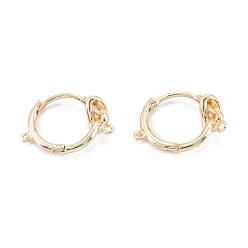 Real 14K Gold Plated Brass Hoop Earring Findings, Long-Lasting Plated, with Horizontal Loop, Twist Ring, Real 14K Gold Plated, 7 Gauge(3.5mm), 17.5x13x3.5mm, Hole: 0.9mm, Pin: 1mm