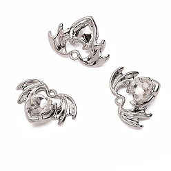 Сердце Стеклянные подвески, со сплавочной фурнитурой, платина, прозрачные, сердце, 17x23 мм