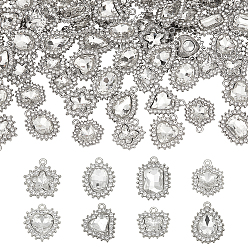 Платина 40шт 8 стили подвески со стразами из сплава, разнообразные, платина, 18.5~25x17~20x5~6 мм, отверстие : 1.4~1.8 мм, 5 шт / стиль