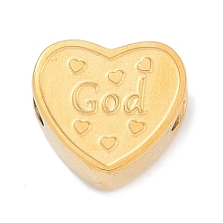 Золотой 304 из нержавеющей стали европейские шарики, бусины с большим отверстием, сердце со словом бог, золотые, 10.5x12x6 мм, отверстие : 4.5 мм