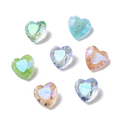 (52) Непрозрачная лаванда Стеклянные кабошоны со стразами в стиле лунного света, задние и задние, сердце, разноцветные, 10x10x5.5 мм
