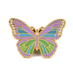 Medium Purple Enamel Pin Badge, Golden Alloy Lapel Pin Backs for Backpack Clothes, Butterfly, Medium Purple, 20.5x29.5mm