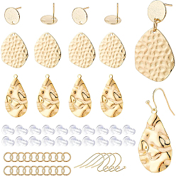 Mixed Color DIY Nuggets Pendant Earrings Making Kit, Including Brass Pendants & Flat Round Stud Earring Findings & Earring Hooks & Jump Rings, Silicone Ear Nuts, Mixed Color, Pendants: 8pcs/set