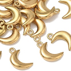 Luna 304 encantos de acero inoxidable, real 18 k chapado en oro, luna, 10.5x6.5x2 mm, agujero: 1.2 mm