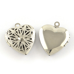 Stainless Steel Color Tarnish Resistant 304 Stainless Steel Pendant Rhinestone Settings, Locket Pendants, Diffuser Pendants, Heart, Stainless Steel Color, 22.5x19x5.5mm, Hole: 1.5mm, Inner Measure: 11x14mm, Fit for 3mm rhinestone