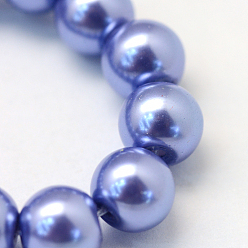 Slate Blue Baking Painted Pearlized Glass Pearl Round Bead Strands, Slate Blue, 4~5mm, Hole: 1mm, about 210pcs/strand, 31.4 inch