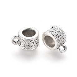 Античное Серебро Поручни из сплава в тибетском стиле, петля под залог, бейлы, без свинца и без кадмия, колонка, античное серебро, 8.5x6 мм, отверстие : 2 мм