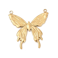 Настоящее золото 18K 304 подвески из нержавеющей стали, ионное покрытие (ip), очарование бабочки, реальный 18 k позолоченный, 33x32x2 мм, отверстие : 1.8 мм