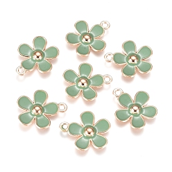 Темный Морско-зеленый Подвески из эмали и сплава, цветок, золотые, темно-зеленый, 20.5x18x3 мм, отверстие : 1.8 мм