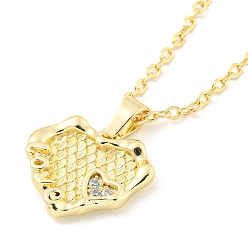 Real 18K Gold Plated Heart Brass Micro Pave Clear Cubic Zirconia for Women, Cable Chains, Real 18K Gold Plated, 19.84 inch(504mm)