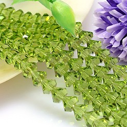 Green Yellow Faceted Cone Imitation Austrian Crystal Bead Strands, Grade AAA, Green Yellow, 6x4mm, Hole: 0.7~0.9mm, about 100pcs/strand, 15.7 inch
