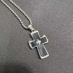 Темно-Серый Ожерелья из сплава креста с акриловыми подвесками, платина, темно-серый, 17.72 дюйм (45 см)