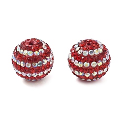 Гиацинт Полосатый узор полимерная глина стразы бусины, круглые, дискотечный шар бисер, гиацинт, 16x15.5 мм, отверстие : 1.5 мм