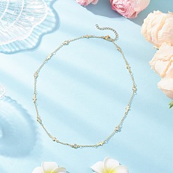 Настоящее золото 18K Цепочки-колье из латуни с плоскими круглыми звеньями и прозрачным кубическим цирконием с 304 концами из нержавеющей стали, реальный 18 k позолоченный, 17.83 дюйм (45.3 см)