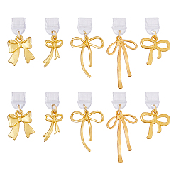 Золотой 10шт 5 стиль пластиковые мобильные пылезащитные заглушки, с подвесками-бантиками из сплава, золотые, 29~44 мм, 2 шт / стиль
