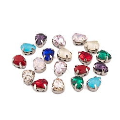 (52) Непрозрачная лаванда Шить на горный хрусталь, k 9 стеклянный страз, настройки латунных зубцов платинового тона, аксессуары для одежды, граненые, слеза, разноцветные, 7.8x6x4.8 мм, отверстие : 1 мм