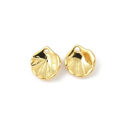 Real 18K Gold Plated Brass Lotus Leaf Charms, Real 18K Gold Plated, 8x7.5x2mm, Hole: 0.8mm