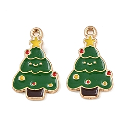 Рождественская елка Рождественские эмали сплава подвески, золотой свет, рождественская елка, 23x14.5x2 мм, отверстие : 1.6 мм