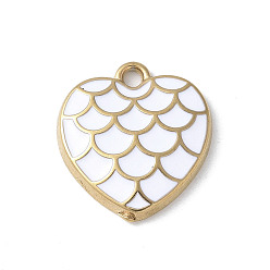 Белый 304 подвески из нержавеющей стали, с эмалью, подвеска в виде сердца с чешуей дракона, реальный 18 k позолоченный, белые, 18x15.5x2.5 мм, отверстие : 1.6 мм