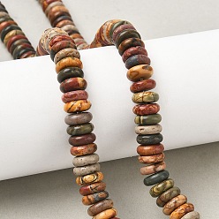 Пикассо Камень Нити бусин из натурального камня пикассо/полихромной яшмы, диск, 10~10.5x3.5~4 мм, отверстие : 1.2 мм, около 100 шт / нитка, 14.96'' (38 см)