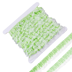 Green Yellow 10 Yards Polyester Lace Ribbons, Tartan Pattern Pleated Ribbons for Clothes Accessories, Green Yellow, 1-5/8 inch(40mm)