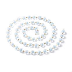 Cornflower Blue Autumn Theme Handmade Link Chains, with Transparent Frosted Acrylic Pumpkin Beads , Cornflower Blue, 11mm
