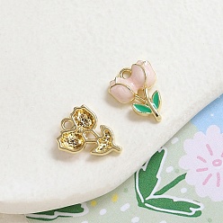 Золотой Кулон эмали сплава, тюльпан очарование, золотые, 16x12 мм