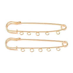 Light Gold Imperdibles de hierro, piezas para broches, Alfileres para falda escocesa con cinco presillas, chapado en rack, la luz de oro, 22x80x6 mm, agujero: 3.5 mm