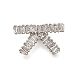 Платина Стойка покрытие латунь прозрачный кубический цирконий бант соединительные подвески, долговечный, без свинца и без кадмия, платина, 14x22x7 мм, отверстие : 1.4 мм