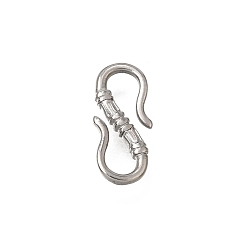 Couleur Acier Inoxydable 304 acier inoxydable s-crochet fermoirs, mousqueton double, couleur inox, 12x5.5x1.5mm