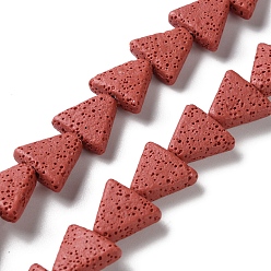 (123L) Белый крем непрозрачный блеск Нити из натуральных бусин из лавы, окрашенных в треугольники, огнеупорный кирпич, 13x14x5 мм, отверстие : 1.2 мм, около 31 шт / нитка, 15.35'' (39 см)