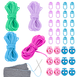 (52) Непрозрачная лаванда 20м 4 цвета полые трубы ПВХ трубчатый шнур из синтетического каучука, с 12шт. 2цветными пластиковыми шнурами-замками и 20шт. 2цветными АБС-пластиковыми маркерами для вязания крючком, разноцветные, резиновый шнур: 2мм, отверстие : 1 мм, 5 м / цвет