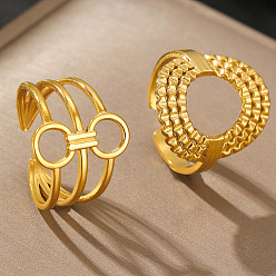 Золотой 201 наборы манжетных колец из нержавеющей стали, для женщин, золотые, внутренний диаметр: 18 мм, 2 шт / комплект