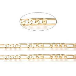 Настоящее золото 18K Латунь бордюр цепи, Фигаро-цепи, пайки, долговечный, с катушкой, реальный 18 k позолоченный, Ссылки по теме: 8x5.5x1 мм и 13x5x1 мм, около 16.4 футов (5 м) / рулон