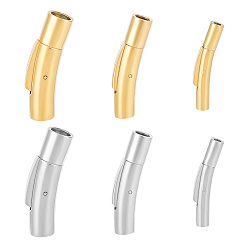 (52) Непрозрачная лаванда 6 шт. 6 стили трубка 304 байонетные застежки из нержавеющей стали с кнопкой, ювелирная фурнитура, золотые и нержавеющая сталь цвет, 25~28x4.5~7 мм, отверстие : 1.8~5 мм, 1 шт / стиль