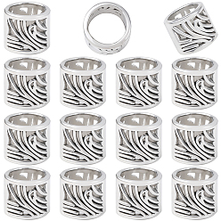 Античное Серебро 100шт. бусины из европейского сплава в тибетском стиле, бусины с большим отверстием, колонка, античное серебро, 7x6 мм, отверстие : 5.3 мм