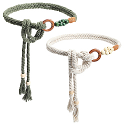 (52) Непрозрачная лаванда 2шт. 2 цветов, ручная работа, плетение, хлопковый пояс-цепочка на талию для женщин, дамских платьев, разноцветные, 1400x10 мм, 1 шт / цвет